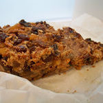 Grain-Free Fruitcake on slightly crumpled parchment paper