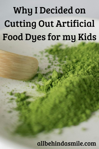Why I Decided on Cutting Out Artificial Food Dyes for my Kids over an image of dried green food dye